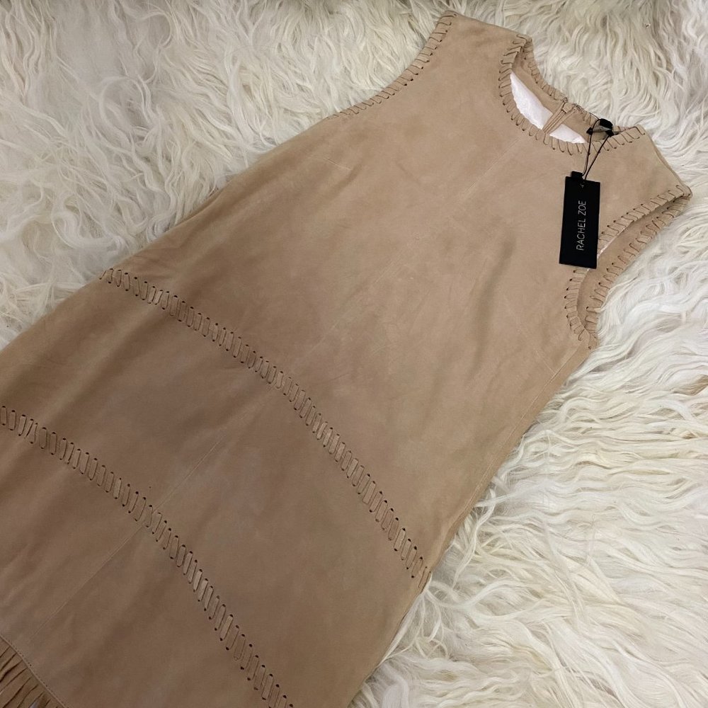 RACHEL ZOE 100% Goat Leather Crew Neck Knee-Length Dress - Picture 4 of 9